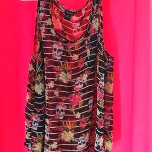 COPY - Sheer Skull and Flowers Tank